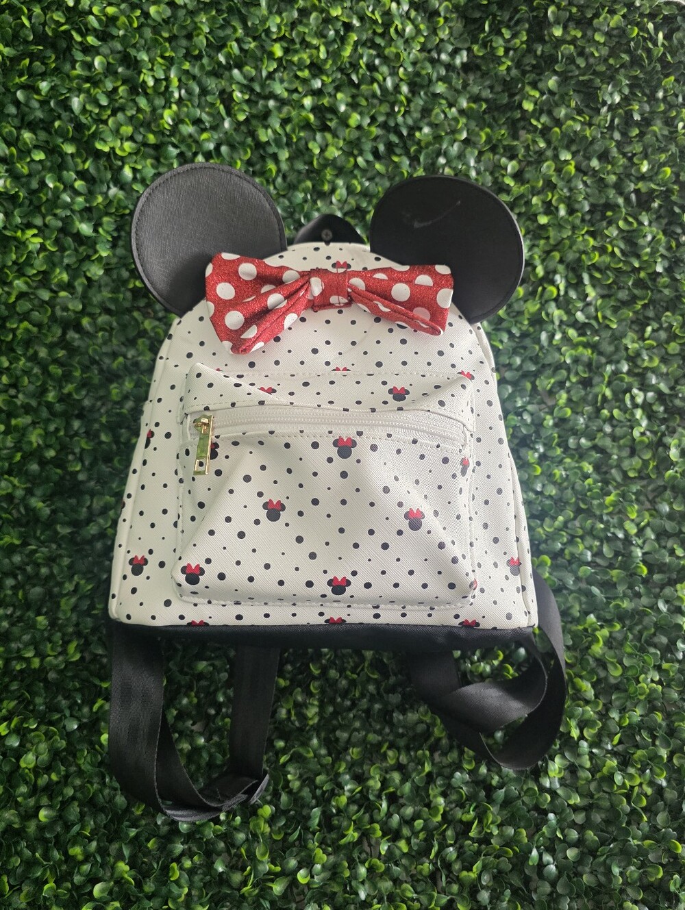 Disney Minnie Mouse Youth Backpack with Red Polka Dot Bow